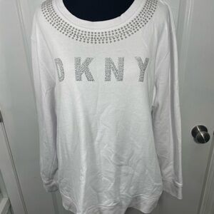 DKNY White Studded Sweatshirt Size Large CB-112